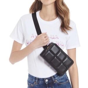Amanda Uprichard Black Quilted Vegan Leather Crossbody Belt Bag